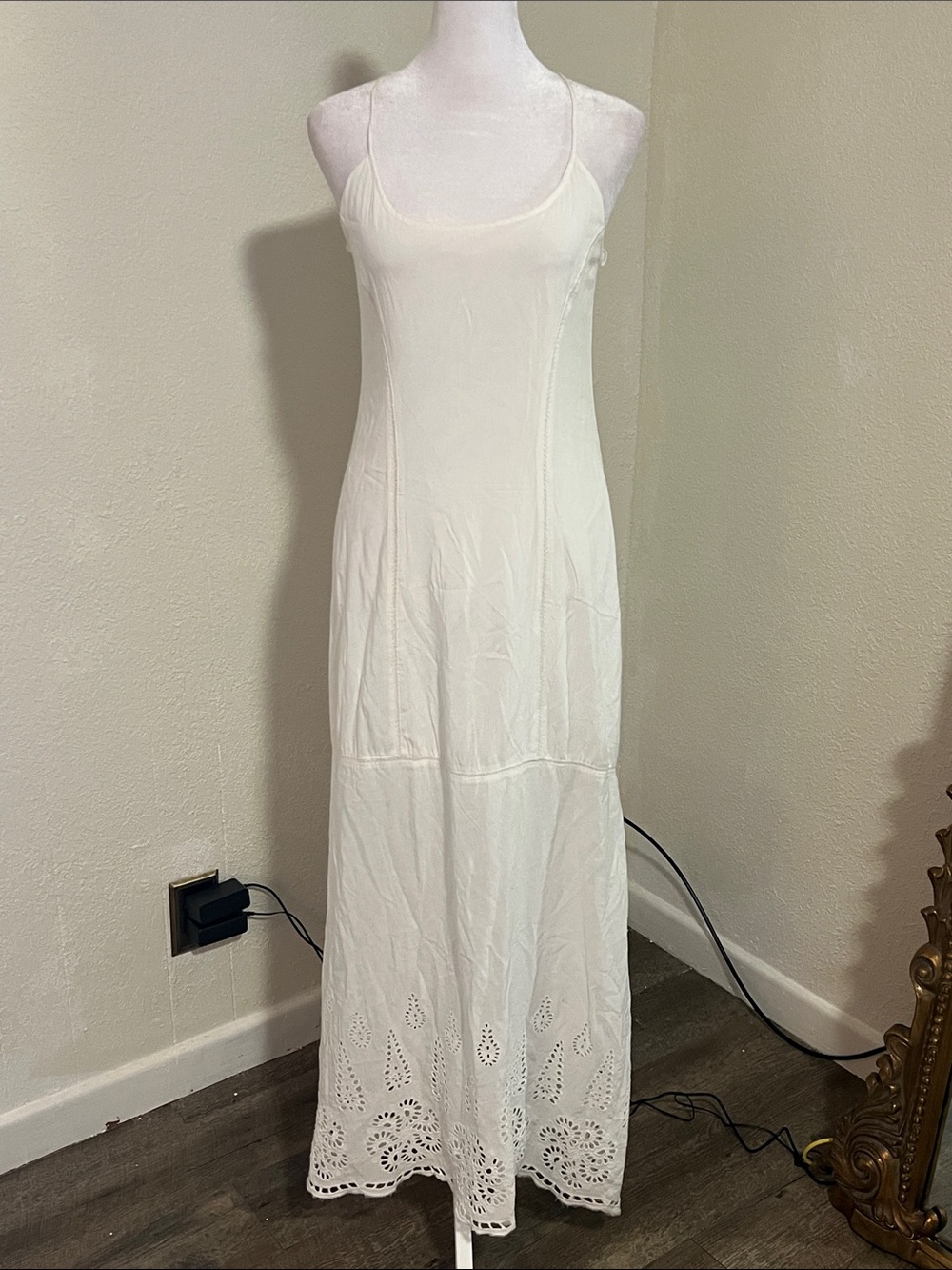 lovestitch White Eyelet Hem Maxi Slip